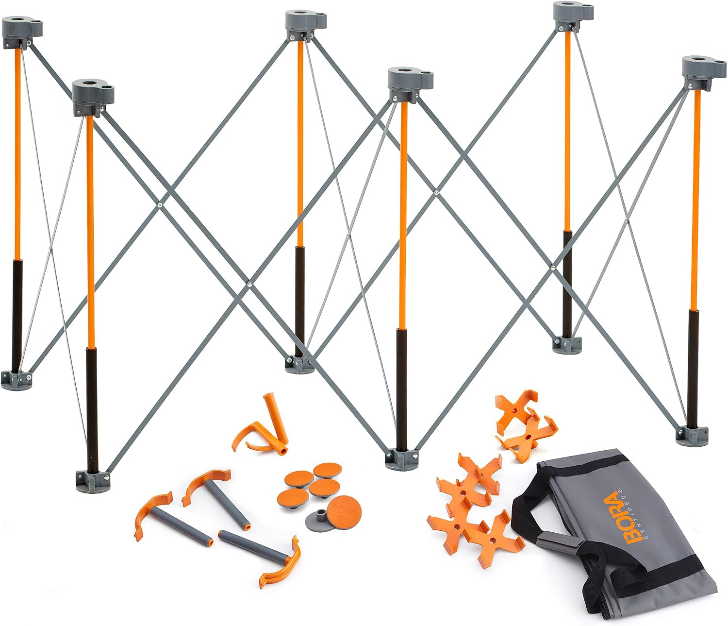 BORA Centipede Workstand CK625 30In X 24In X 48In Steel Centipede Work Support Sawhorse With Bonus Accessories