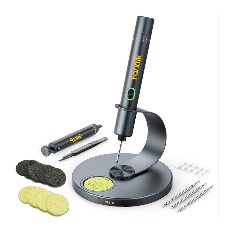Fanttik T1 Max Soldering Iron Kit, Cordless Soldering Iron, 7 Seconds Fast Heating(390°F-840℉), Auto Sleep, 4 Precision Soldering Tips(C210), 360° Swivel Stand, Soldering Iron for Precision Repair