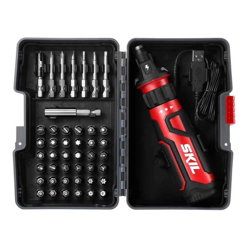 Amazon Basics by SKIL 4V Cordless Stick Screwdriver with 10-Piece Bit Set and USB Cable(Previously Denali brand)