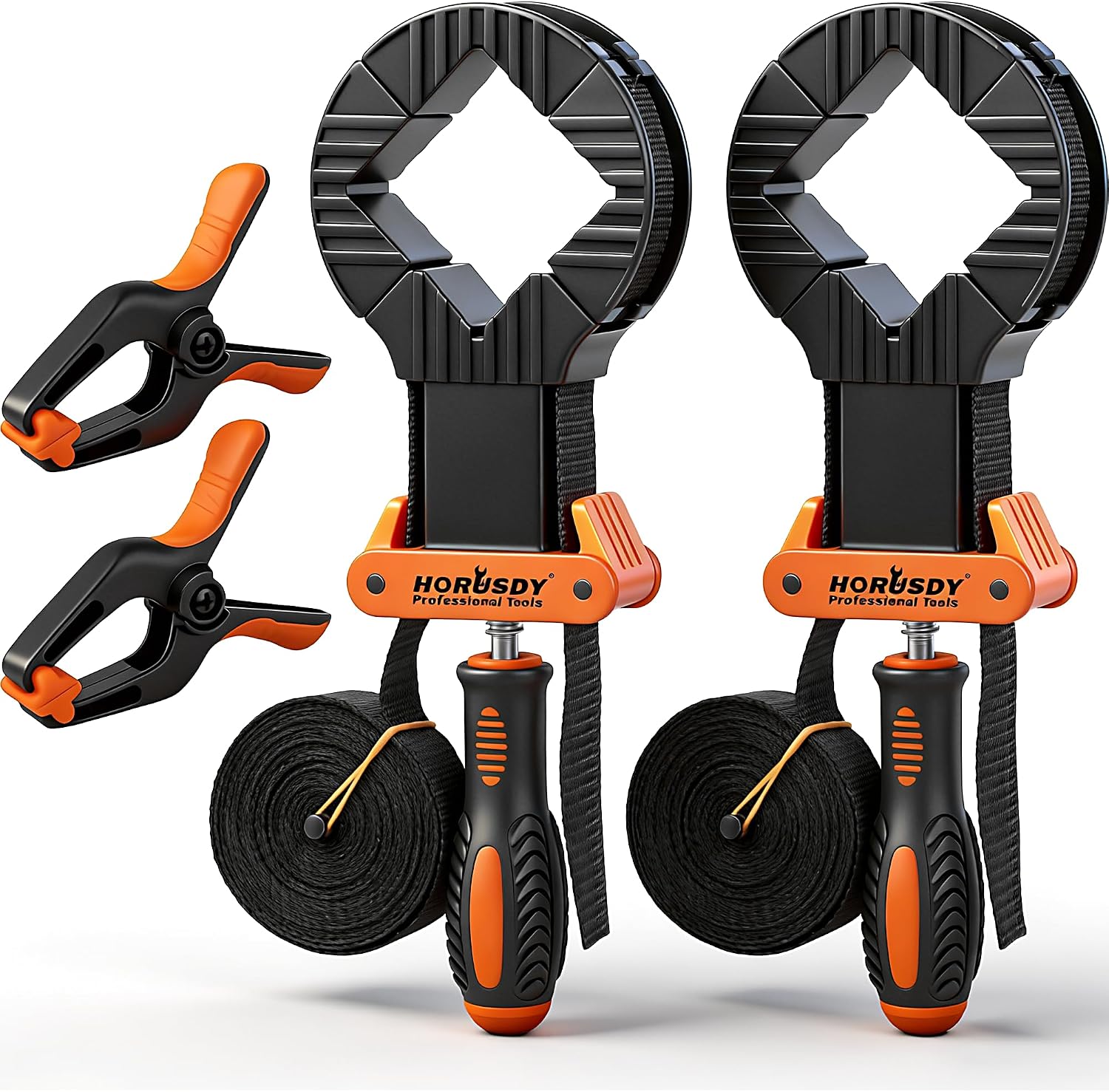 HORUSDY 4-Piece Band Clamp, Woodworking Frame Clamp Strap Holder for Picture Strap Clamp Strap Clamp (4-Piece Band Clamp)