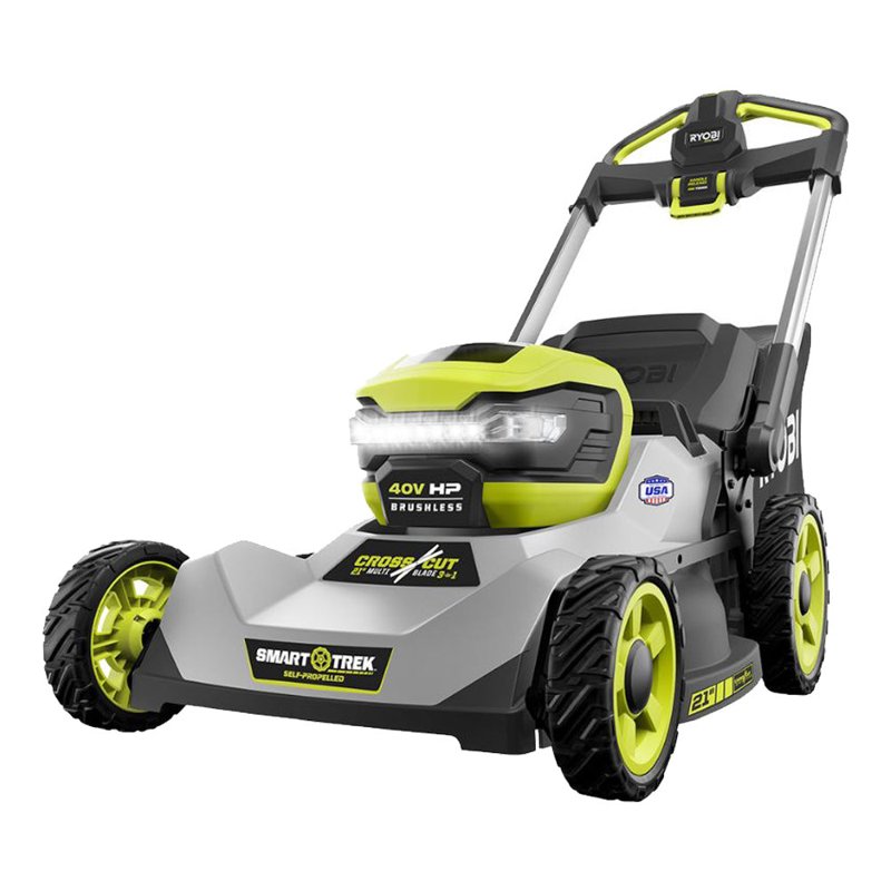 RYOBI 40V HP Brushless Whisper Series 21 in. Walk-Behind Dual Blade Self-Propelled Mower w/ (2) 6.0 Ah Batteries