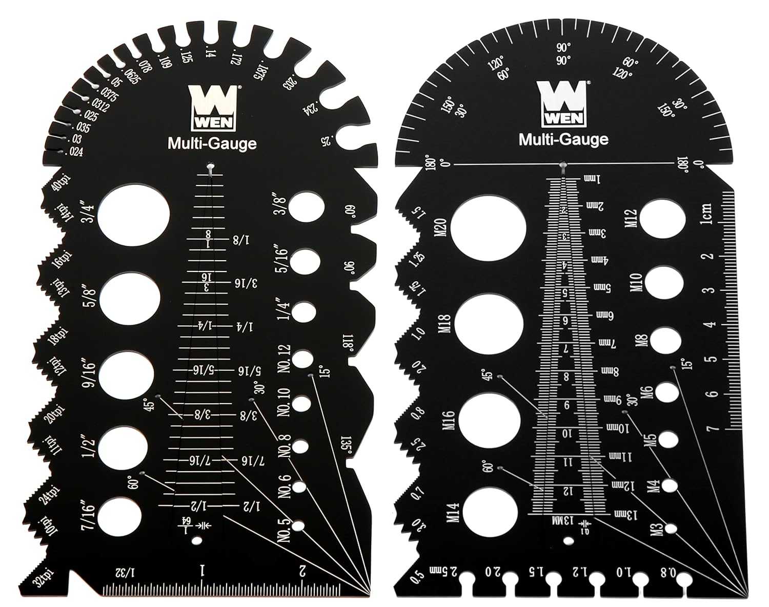 WEN ME210G Metric and Imperial Metal Thread Pitch Multi-Gauge with Carrying Case, Two Pack, Black