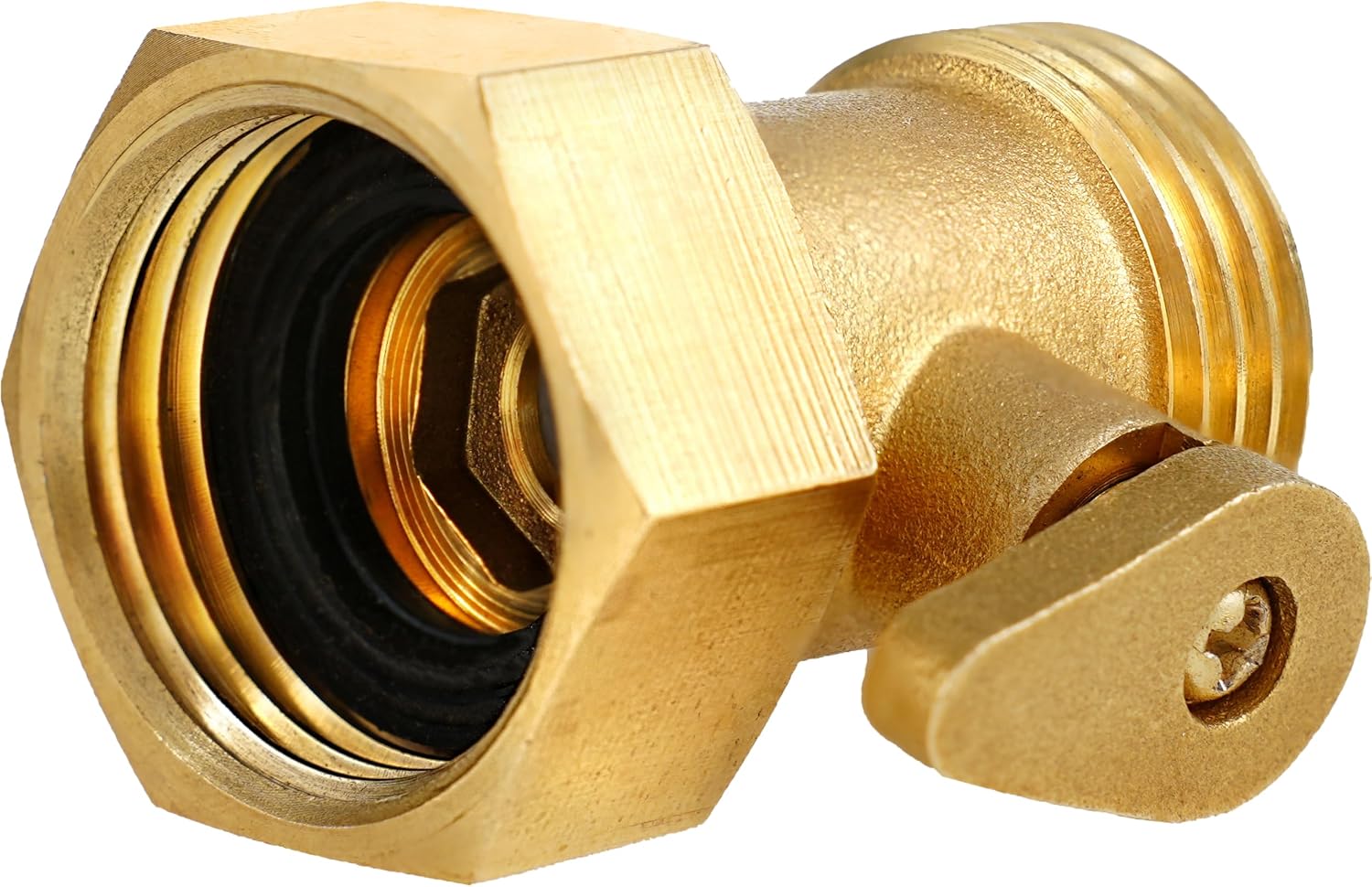 Little Gardener Hose Shut Off Valve - GHT 3/4 Inch Brass Garden Hose Valve - Heavy Duty Water Fittings to Connect to Outside Hose Bib - Shutoff Connector and Adapter for Outdoor Faucet Use On Off