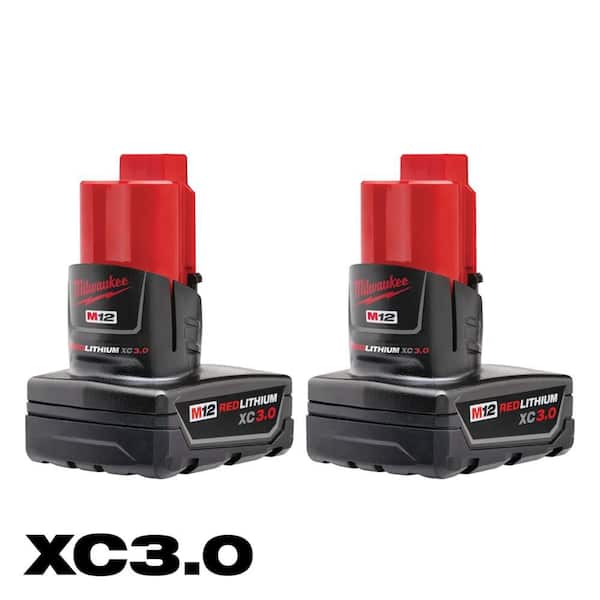 Milwaukee M12 12-Volt Lithium-Ion XC Extended Capacity 3.0 Ah Battery Pack 2-Pack